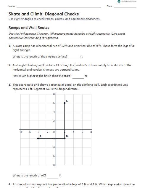 Skate and Climb: Diagonal Checks worksheet preview