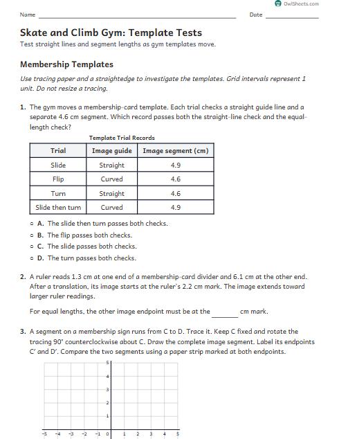 Skate and Climb Gym: Template Tests worksheet preview