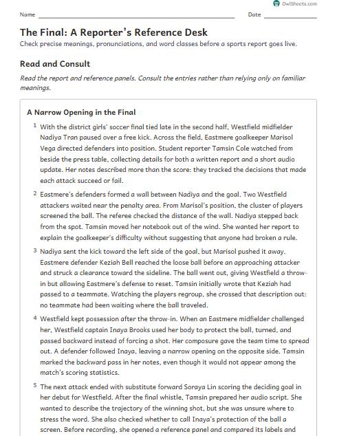 The Final: A Reporter’s Reference Desk worksheet preview