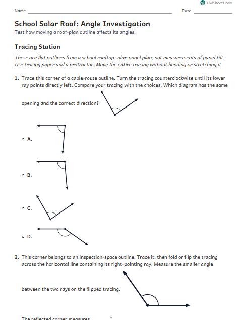 School Solar Roof: Angle Investigation worksheet preview
