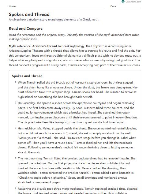 Spokes and Thread worksheet preview