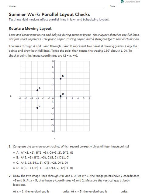 Summer Work: Parallel Layout Checks worksheet preview