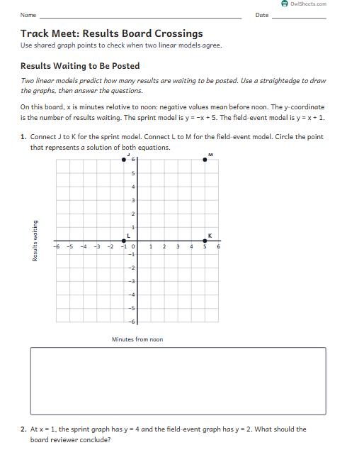 Track Meet: Results Board Crossings worksheet preview