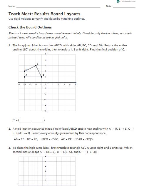 Track Meet: Results Board Layouts worksheet preview
