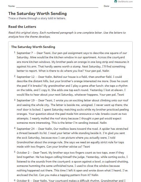 The Saturday Worth Sending worksheet preview