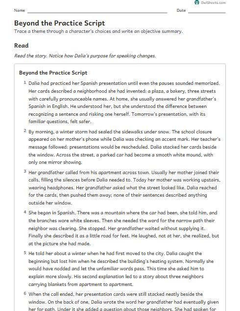 Beyond the Practice Script worksheet preview