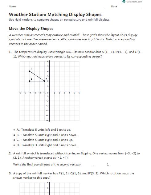 Weather Station: Matching Display Shapes worksheet preview