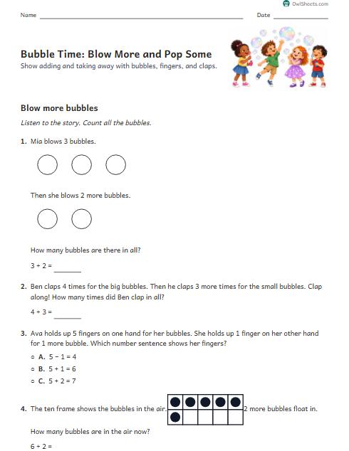 Bubble Time: Blow More and Pop Some worksheet preview