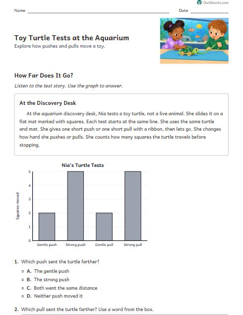 Toy Turtle Tests at the Aquarium worksheet preview