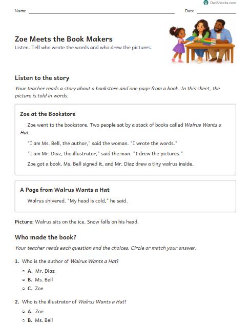 Zoe Meets the Book Makers worksheet preview