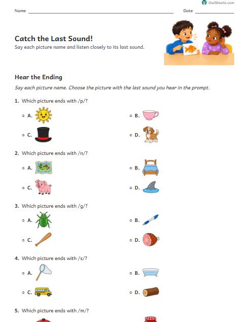 Catch the Last Sound! worksheet preview