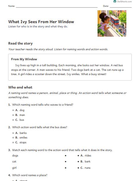 What Ivy Sees From Her Window worksheet preview