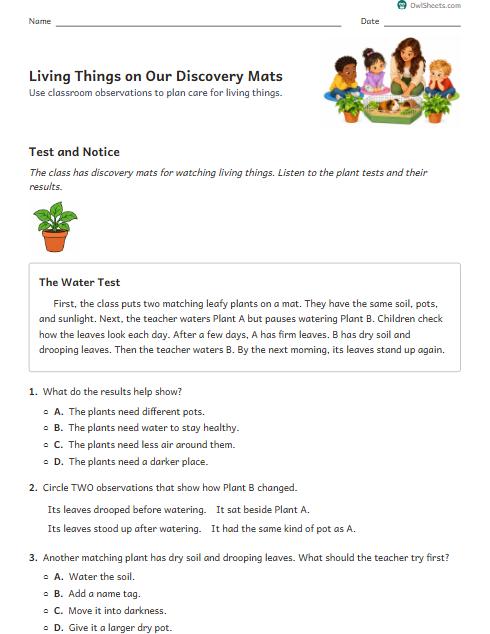 Living Things on Our Discovery Mats worksheet preview