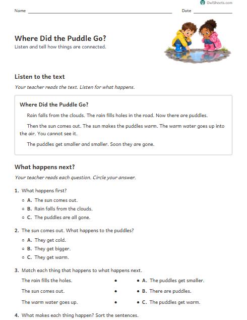 Where Did the Puddle Go? worksheet preview