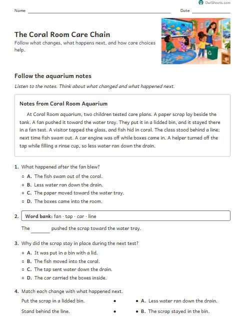 The Coral Room Care Chain worksheet preview