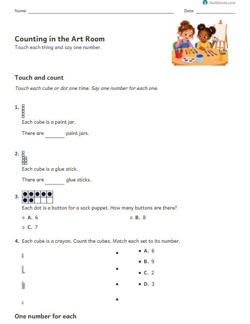 Counting in the Art Room worksheet preview