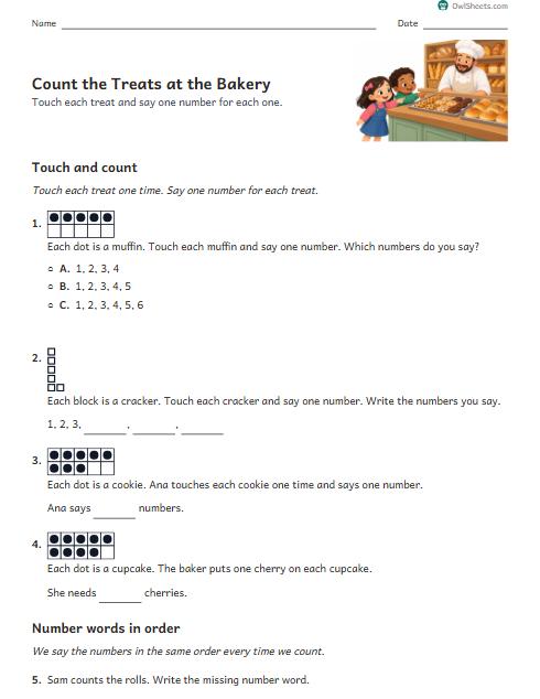 Count the Treats at the Bakery worksheet preview