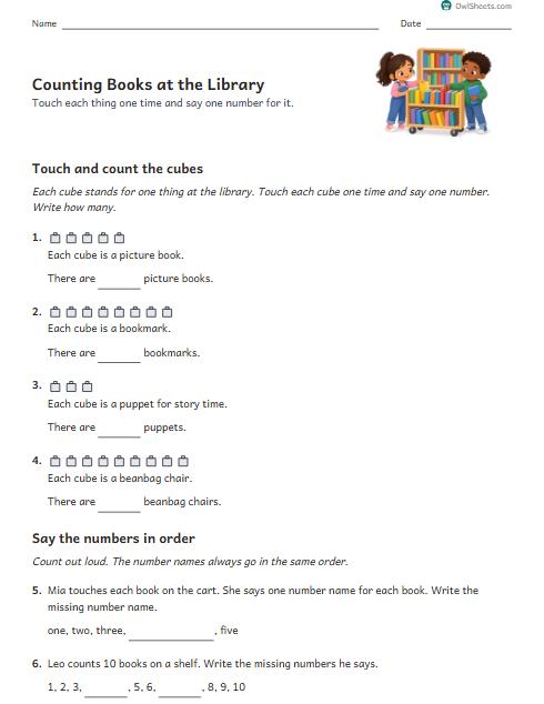 Counting Books at the Library worksheet preview