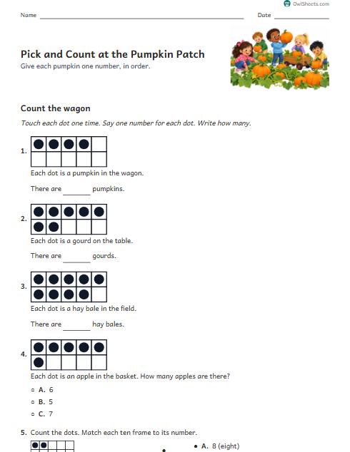 Pick and Count at the Pumpkin Patch worksheet preview