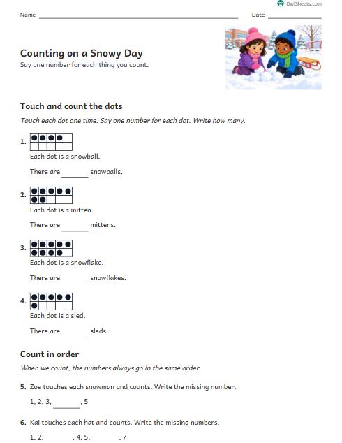 Counting on a Snowy Day worksheet preview