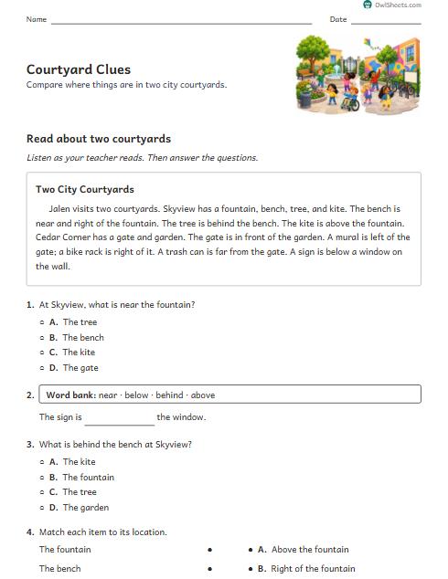 Courtyard Clues worksheet preview
