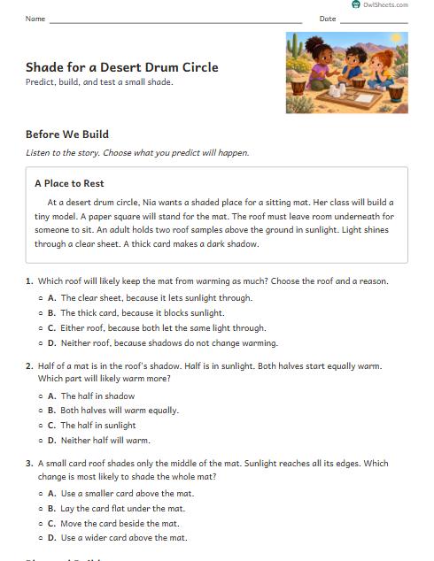 Shade for a Desert Drum Circle worksheet preview