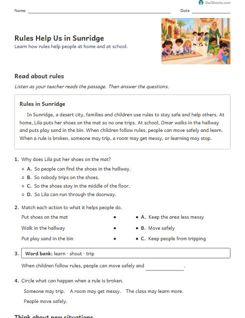 Rules Help Us in Sunridge worksheet preview