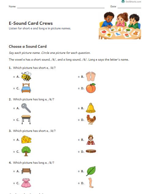E-Sound Card Crews worksheet preview