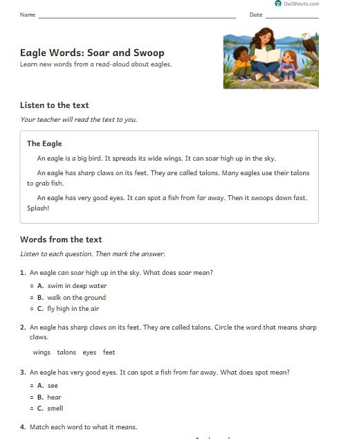 Eagle Words: Soar and Swoop worksheet preview