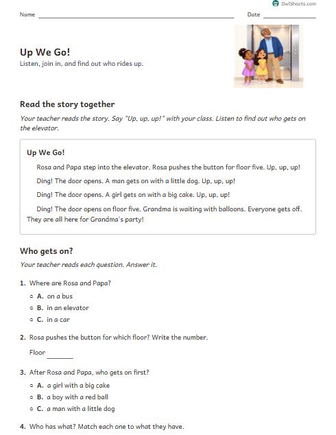 Up We Go! worksheet preview