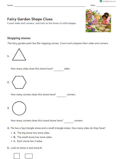 Fairy Garden Shape Clues worksheet preview