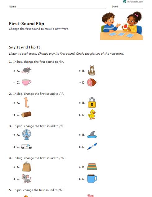 First-Sound Flip worksheet preview