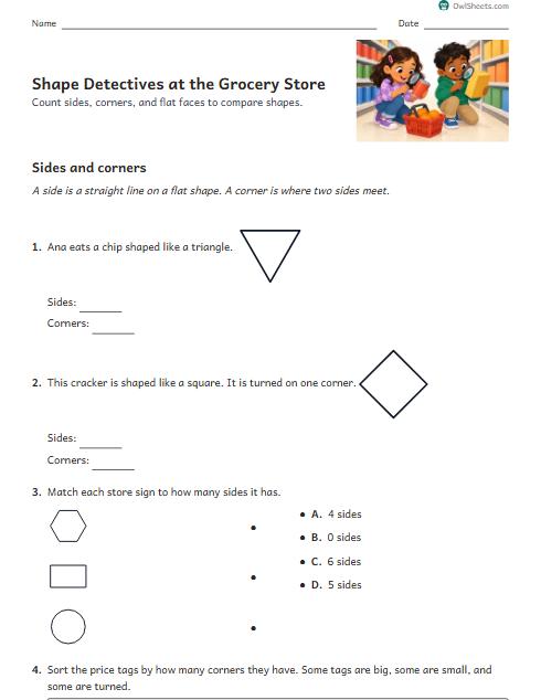 Shape Detectives at the Grocery Store worksheet preview