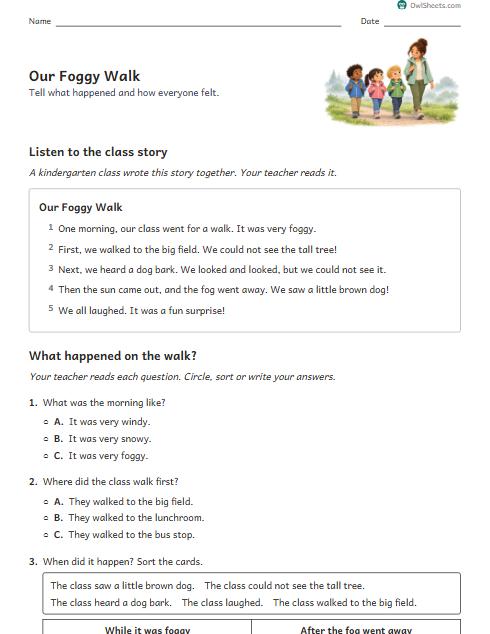 Our Foggy Walk worksheet preview