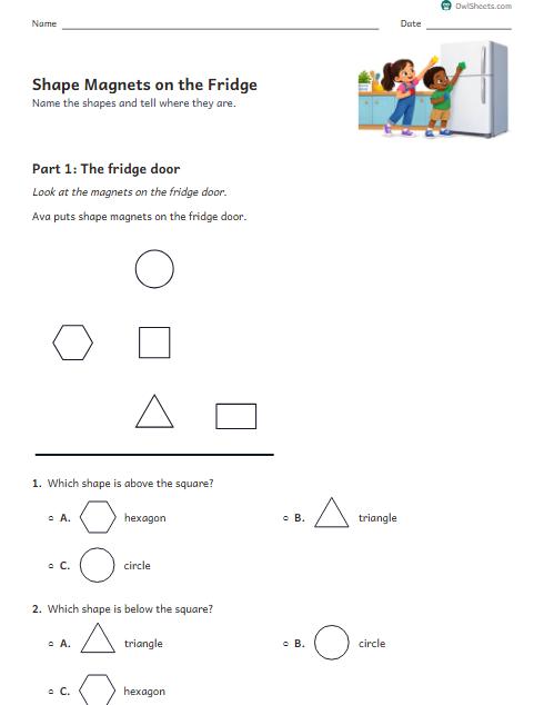 Shape Magnets on the Fridge worksheet preview