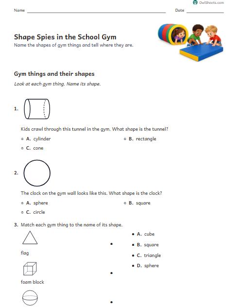Shape Spies in the School Gym worksheet preview