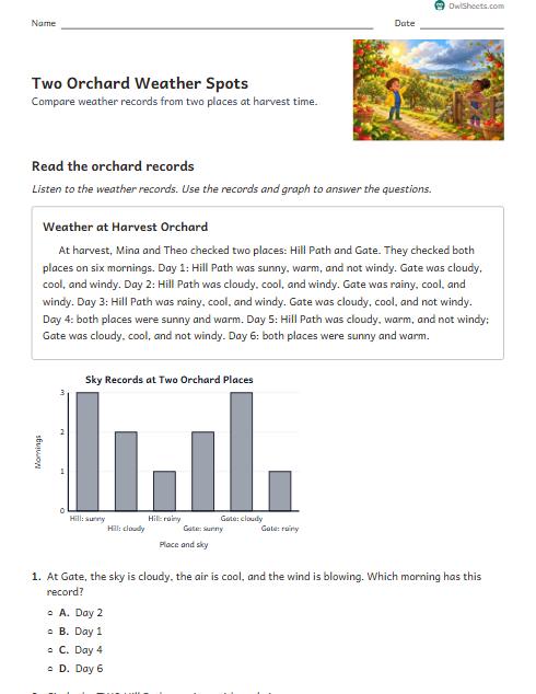 Two Orchard Weather Spots worksheet preview