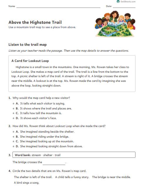 Above the Highstone Trail worksheet preview