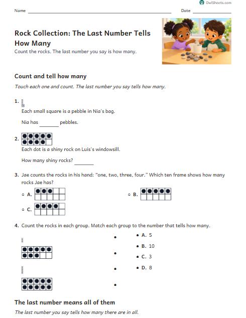 Rock Collection: The Last Number Tells How Many worksheet preview