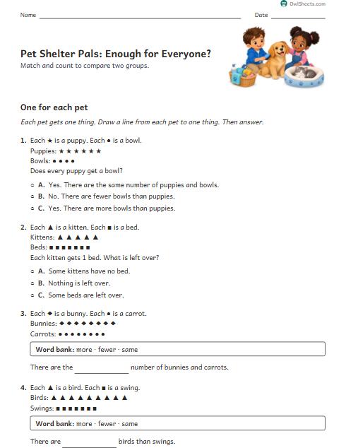 Pet Shelter Pals: Enough for Everyone? worksheet preview