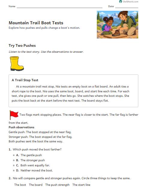 Mountain Trail Boot Tests worksheet preview