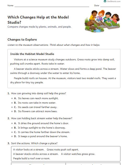 Which Changes Help at the Model Studio? worksheet preview