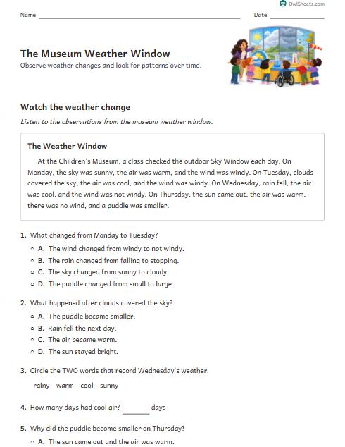 The Museum Weather Window worksheet preview