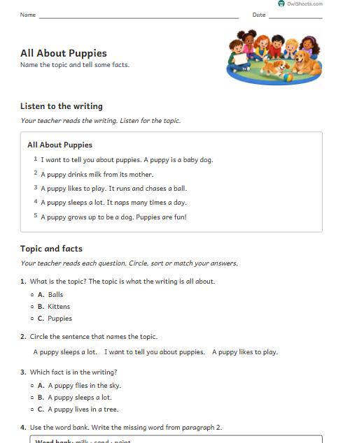 All About Puppies worksheet preview