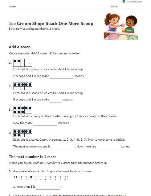 Ice Cream Shop: Stack One More Scoop worksheet preview