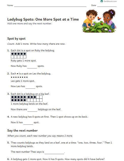 Ladybug Spots: One More Spot at a Time worksheet preview