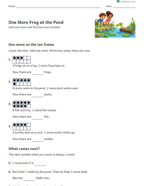 One More Frog at the Pond worksheet preview