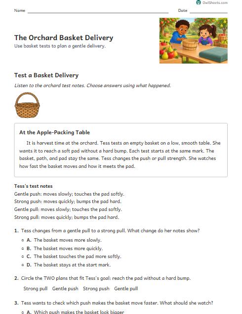 The Orchard Basket Delivery worksheet preview