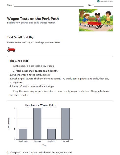 Wagon Tests on the Park Path worksheet preview