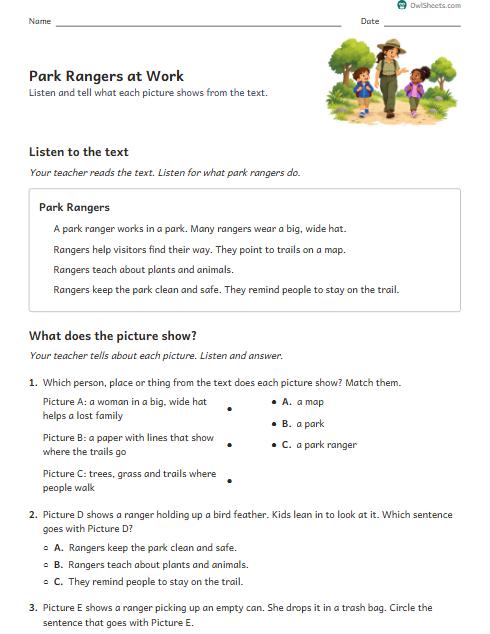 Park Rangers at Work worksheet preview